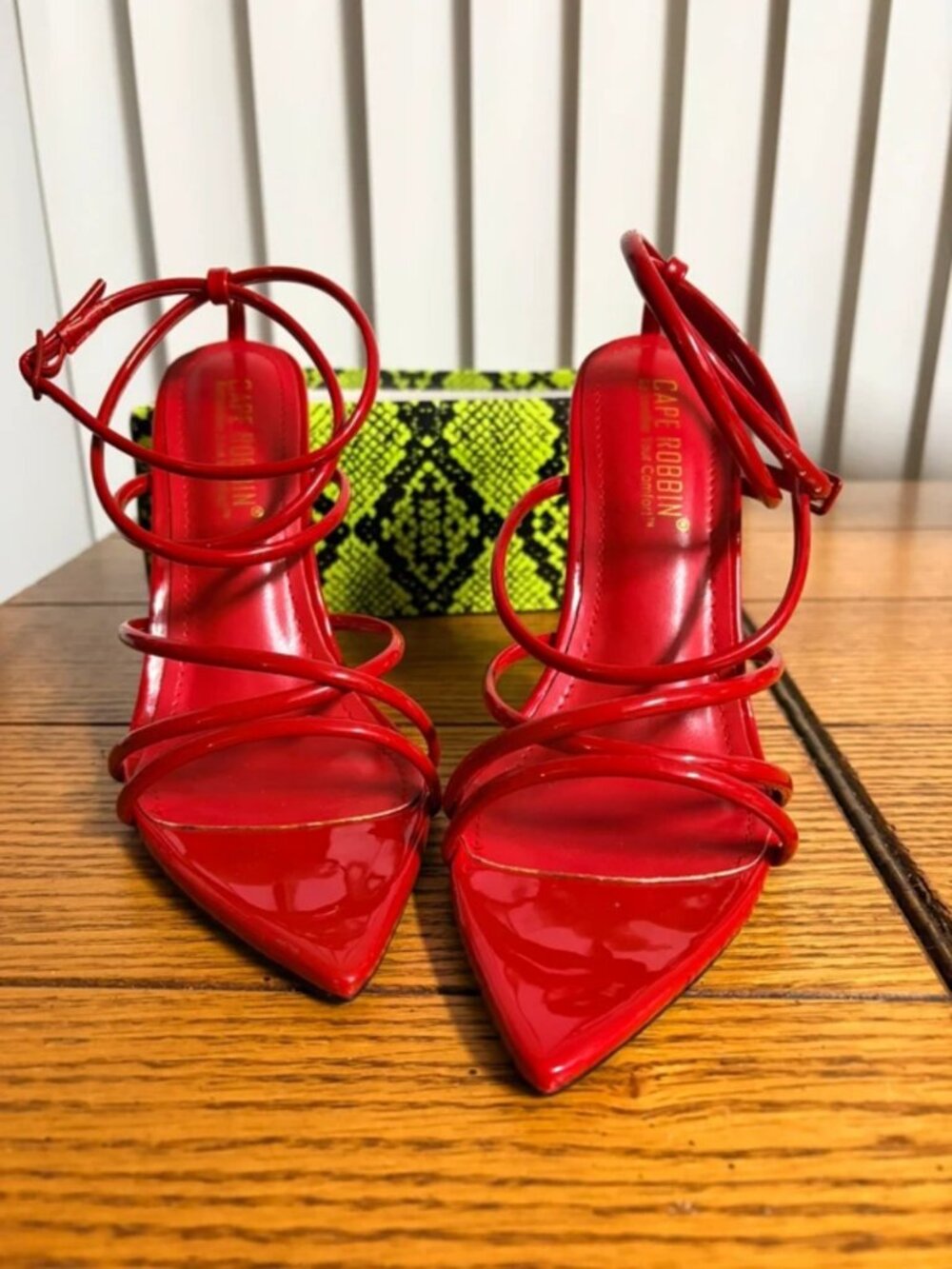 Red strappy stilettos
